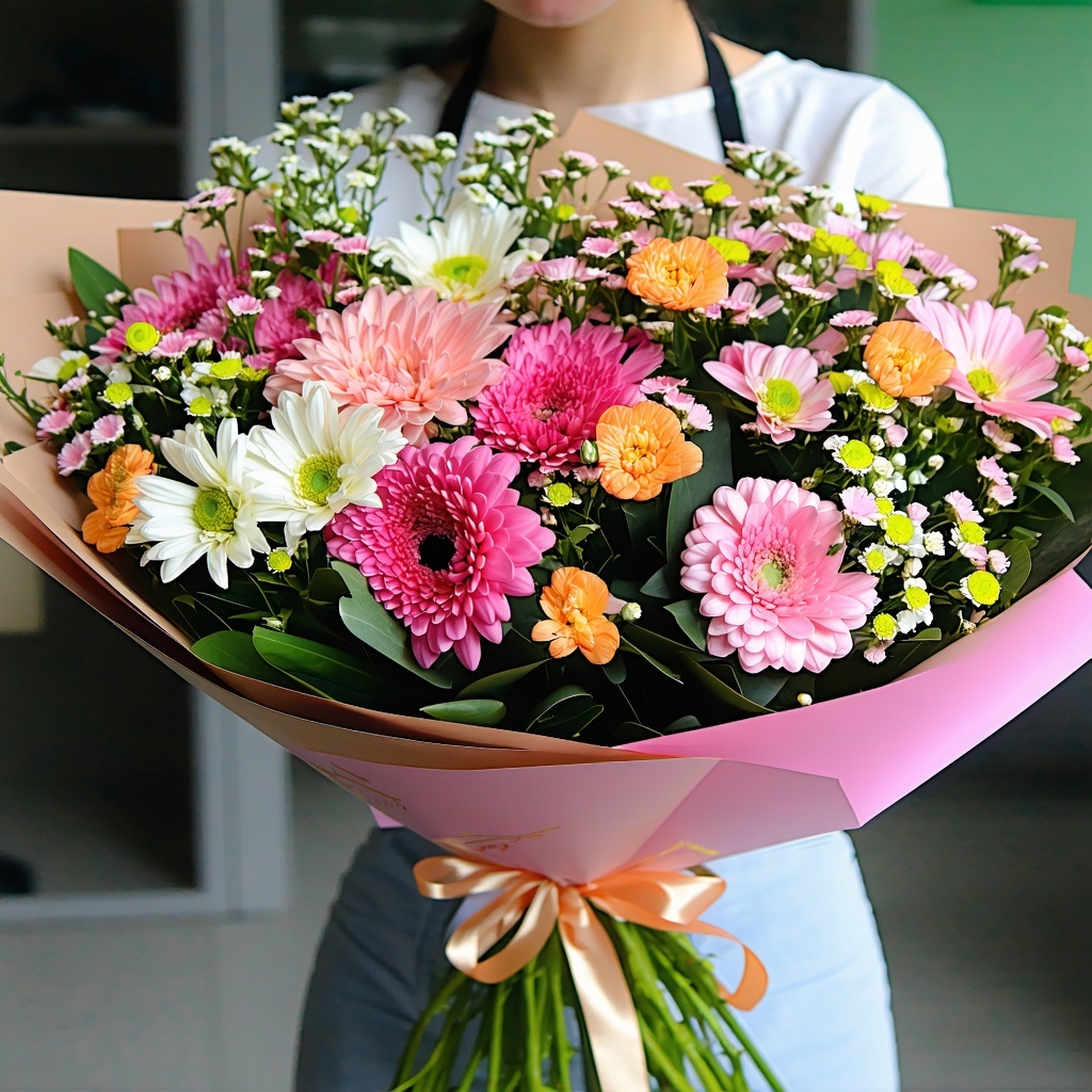a bouquet of flowers being made-1